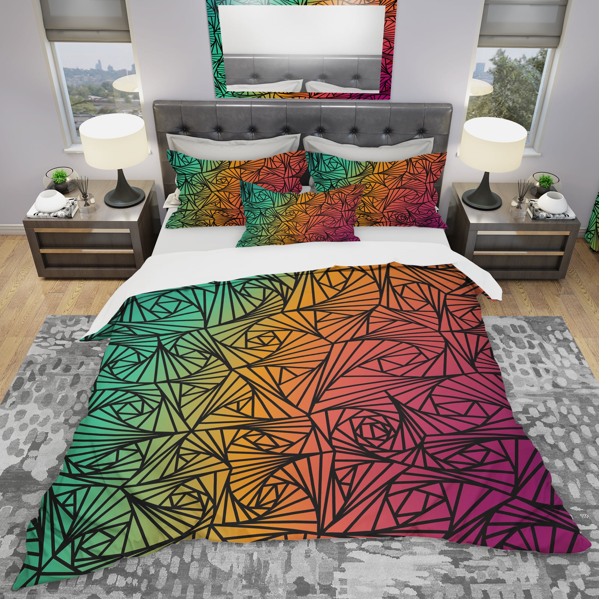 Designart 'Stylish Abstract of Volumetric Spiral' Modern & Contemporary Duvet Cover Set