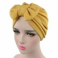 thumbnail image 2 of Pxiakgy Women's Turban Hat Bowknot Stretch Solid Hijab Headwrap Chemo Headwear Skull Cap Hair Loss Cover Head Hat Bow Cap Women Wrap Caps Yellow One Size, 2 of 9
