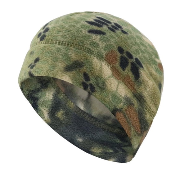 Winter Fleece Camouflage Hat, Outdoor Warm & Cold-Proof Ski Hat, Hooded Cycling Balaclava, Soft Polyester Classic Camo Pattern for Outdoor Activities, 22x26cm