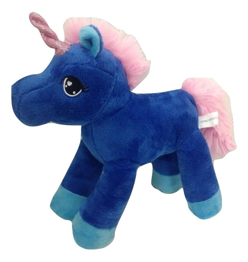 World Plush Blue Unicorn Plush Stuffed Animal Toy 11"