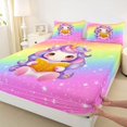 thumbnail image 3 of Feelyou Kawaii Unicorn Animal Twin Sheet Sets for Kid, Stars Rainbow Glitter Twin Fitted Sheet, Cute Cartoon Theme Flat Sheet, Microfiber Bedroom Decor, 3pcs, 3 of 7