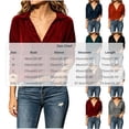 thumbnail image 3 of thefmos Women's V Neck Collared Long Sleeve Velvet Blouse Loose Fit Solid Color Casual Top Fashion Fall Winter Outfit, Wine L, 3 of 7