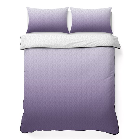 Full Quilt Set 78''x90'', Purple Ombre Lightweight Summer Bedspread Coverlet Set with 2 Pillow Shams, White Gradient Modern Abstract Art Breathable All Season Quilt Bedding for Bedroom/Guest Room
