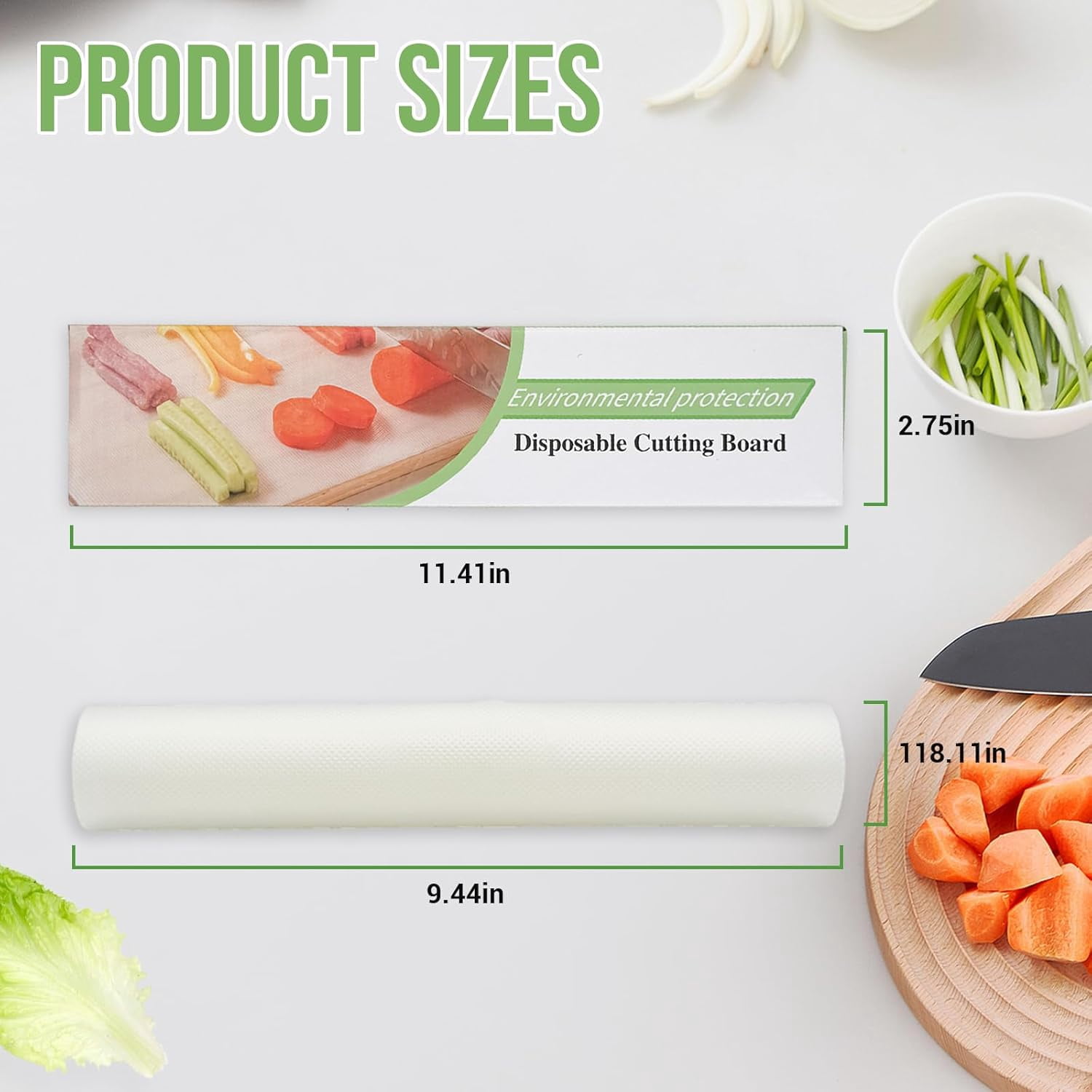 MKEUDQ-Disposable Cutting Board Mat, Portable POE Disposable Cutting Mats Roll, Non-slip Collapsible Cutting Board Sheet with Easy Cut Slider, Easy Clean-Up for Kitchen, Outdoor Camping, BBQ