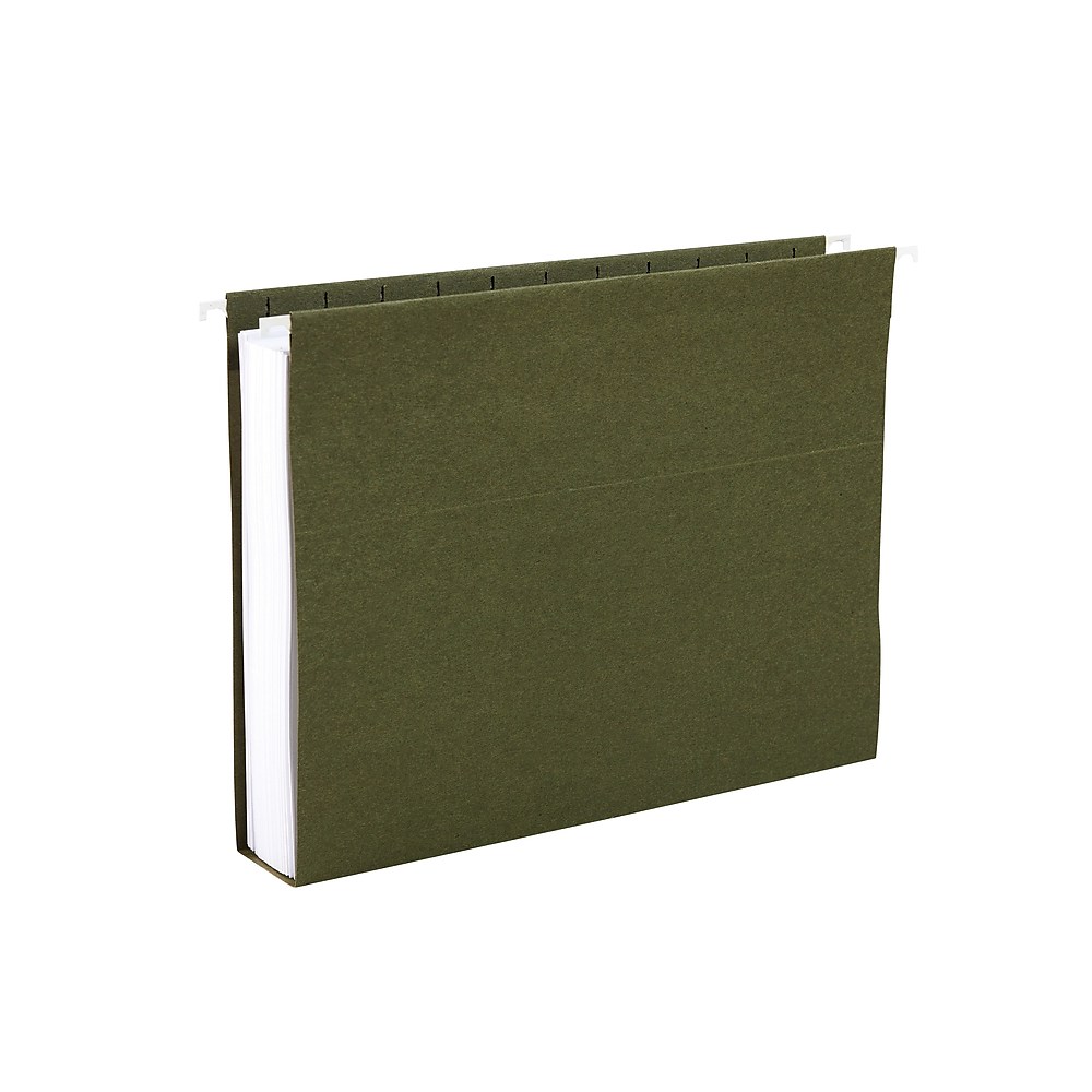 Staples Hanging File Folders 2" Expansion Legal Size Standard Green 25