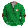 thumbnail image 1 of Culottes pour Femmes Hommes Jour de la Saint-Patrick Imprimé Irlandais Fermeture à Glissière 1/4 Col Chandail en Molleton L Multicolore, 1 of 5