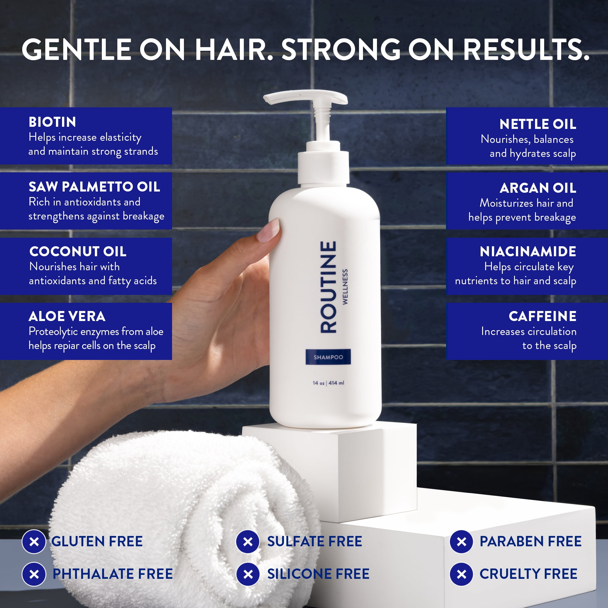 Routine Wellness Strengthening & Volumizing Shampoo for Thinning Hair - Promotes Full, Voluminous, Healthy Hair - 14 oz Unscented