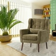 thumbnail image 2 of Furvclv Upholstered Fabric Accent Chair, Mid-Century Modern Armchair With High Back And Cushion, Solid Wood Legs Supports, For Bedroom Living Reading Room Office, 2 of 9