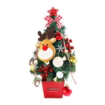 Mini Christmas Tree 19.7IN Tabletop Holiday Decoration with LED String Lights Battery Operated Festive Ornament for Home Office Window Display DIY Holiday Setup