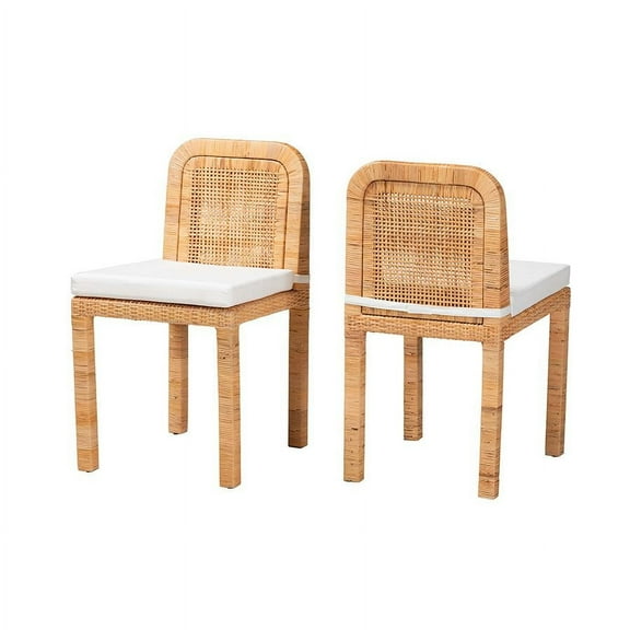 Baxton Studio Zariah Natural Brown Rattan and Mahogany Wood Dining Chair