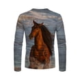 thumbnail image 4 of Men Clearance LYXSSBYX Mens Shirts Long Sleeve T Shirts Horse Retro 3D Printing Round Neck Long-sleeved Men's Spring and Autumn T-shirt, 4 of 7