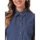thumbnail image 5 of Camisa de mezclilla de mujer con cuello y manga corta, botón, L, azul profundo, 5 of 6