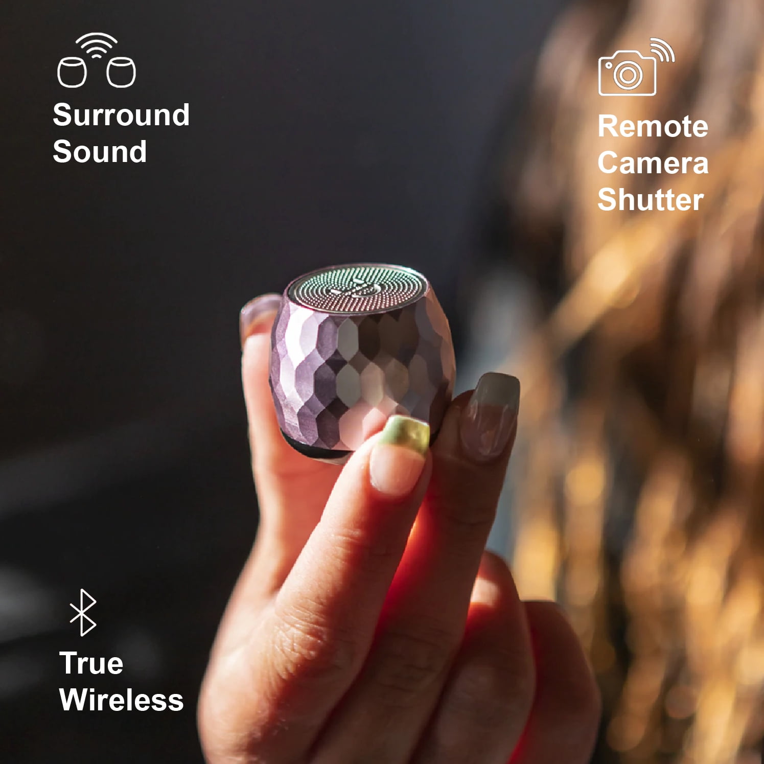 Fashionit U Speakers Micro Glam Portable Wireless Bluetooth Speaker with Built-In Microphone & Selfie Remote Control - Ideal for Travel, Home, & Office – Glam Lilac