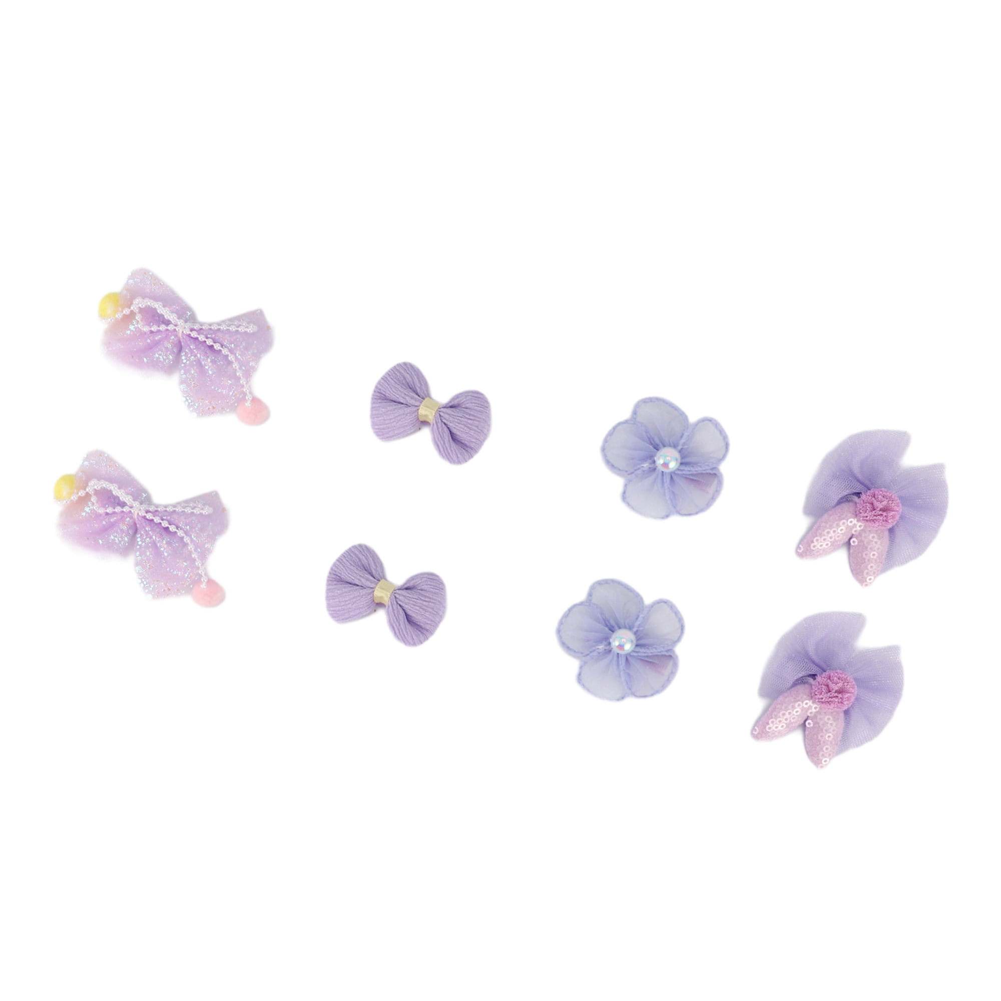 Unique Bargains 8Pcs Cute Flowers Bow Hair Clips Hairdo Clip Light Purple