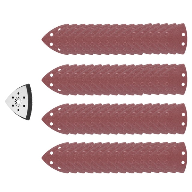 60 Almohadillas De Lija Triangulares De 90 Mm Y 6 Agujeros ANGGREK Soporte De Papel De Lija Herramienta Oscilante Para Pulir Y Lijar Para Metal Blando Madera Caucho Cuero