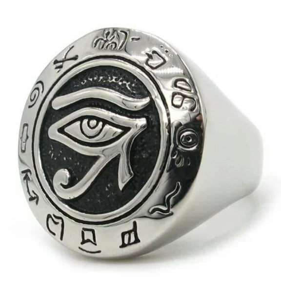 QQTDFG Mens Egyptian Evil Eye of Horus Ra Ring Silver Stainless Steel Size 7-15 Gift-8