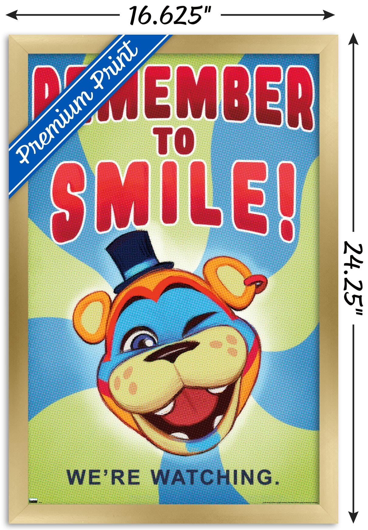 Five Nights at Freddy's: Security Breach - Remember To Smile Wall Poster, 14.725" x 22.375" Framed