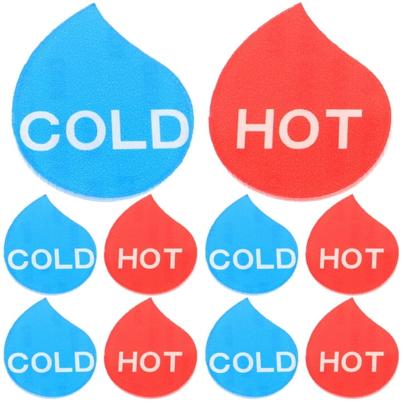 5 Pairs Water Temperature Marking Signs Hot Cold Notice Warning Signs for Hotel Bathroom
