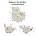 thumbnail image 3 of Oversized Power Recliner Chair, 26" Extra Wide Swivel Rocker Recliner with Adjustable Headrest, Chenille Glider Rocking Nursery Chair with Overstuffed Armrest, USB Ports, White, 3 of 9