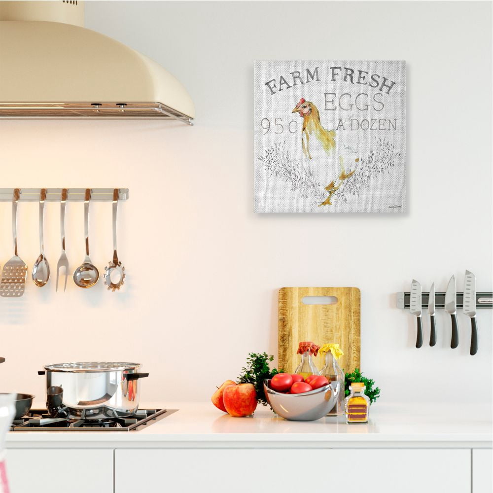 Stupell Industries Chicken Farm Fresh Vintage Sign Watercolor Style Sign Canvas Wall Art Design by Avery Tillmon, 24" x 24"