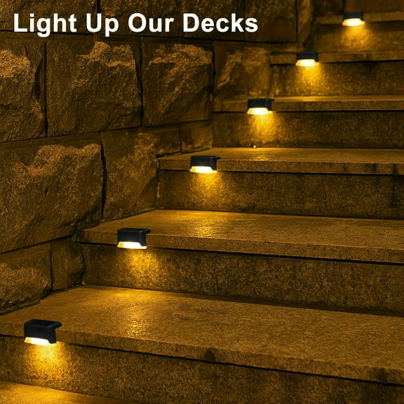 8-Pcs Set  Solar LED Step Lights, Outdoor Waterproof Wall Lights, Anti-Fall Stair Lights At Night, Garden / Courtyard Decorative Lights