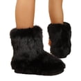 thumbnail image 6 of IEMIEMIEM Womens Faux Fur Boots Fashion Fuzzy Fluffy Boots Round Toe Mid-Calf Winter Snow Boots Comfortable Outdoor Flat Shoes Black 8 Wide, 6 of 6