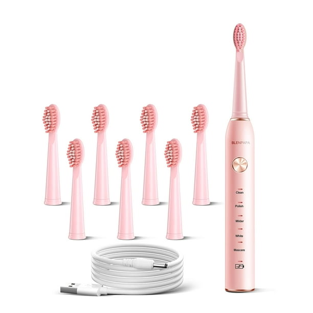 Blenpapa Sonicare Cepillo de dientes eléctrico para adultos, limpieza y blanqueamiento inteligente, 5 modos de selección 38000VPM recargable, con cabezales de cepillo Dupant adecuados para viajes, 1 u
