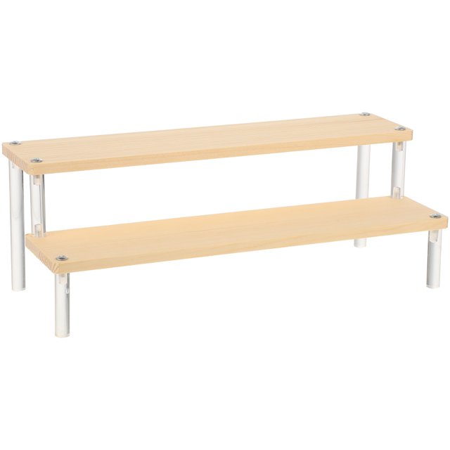 Miangastore Double Layer Sundries Organizer Rack Designer Toy Showcase Stand Cupcake Wood Shelf