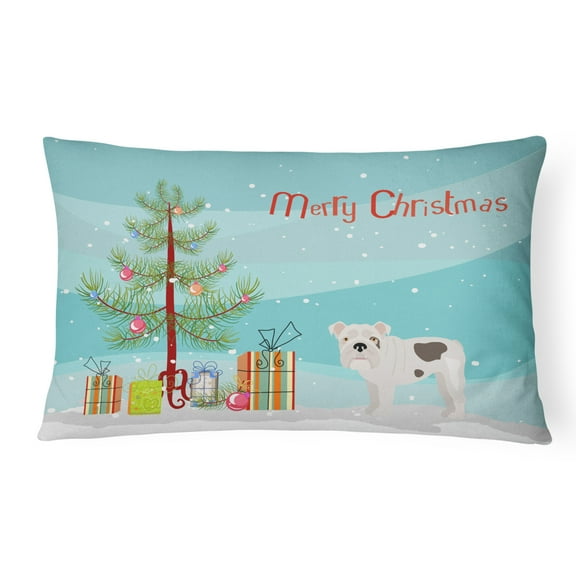 Carolines Treasures CK3453PW1216 Bulldog, English Bulldog Christmas Tree Canvas Fabric Decorative Pillow