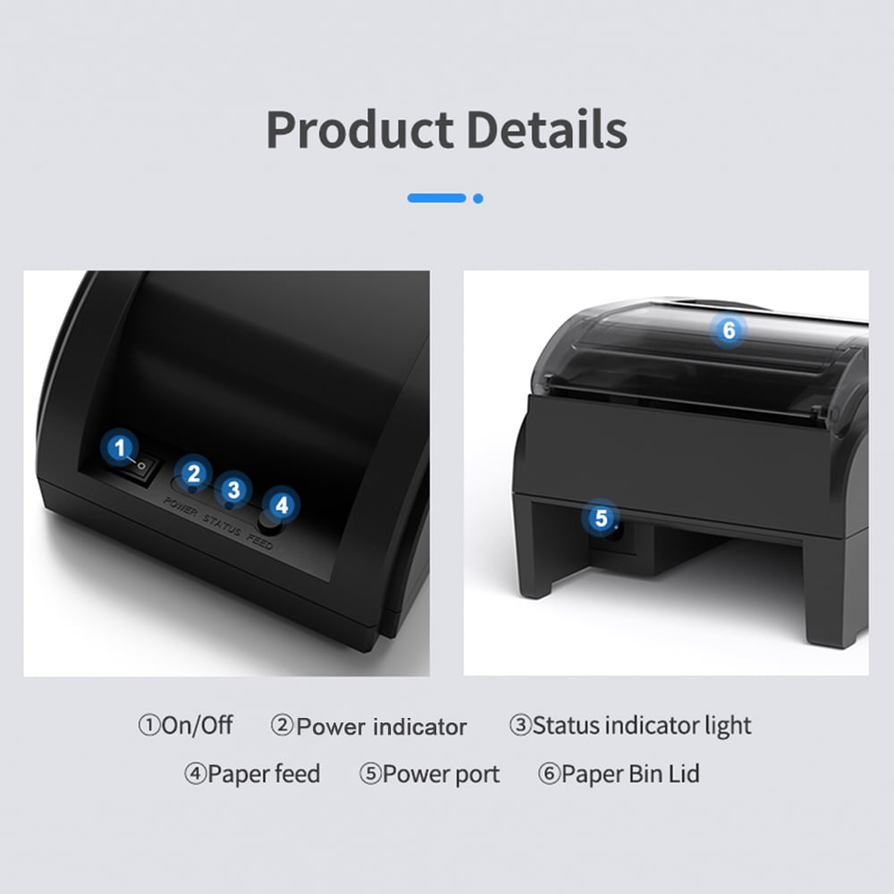 Label printer,Support Esc Command Printer Wired Printer Usb With 1 Receipt Printer Wired Command Compatible With 1 Roll Paper Roll Paper Support Compatible With Windows With Windows Android