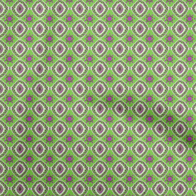 oneOone Velvet Green Fabric Asian Block Sewing Material Print Fabric By The Yard 58 Inch Wide
