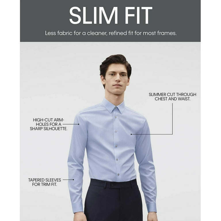 CALVIN KLEIN Mens Light Blue Collared Slim Fit Dress Shirt M 15.5 34 35 Walmart