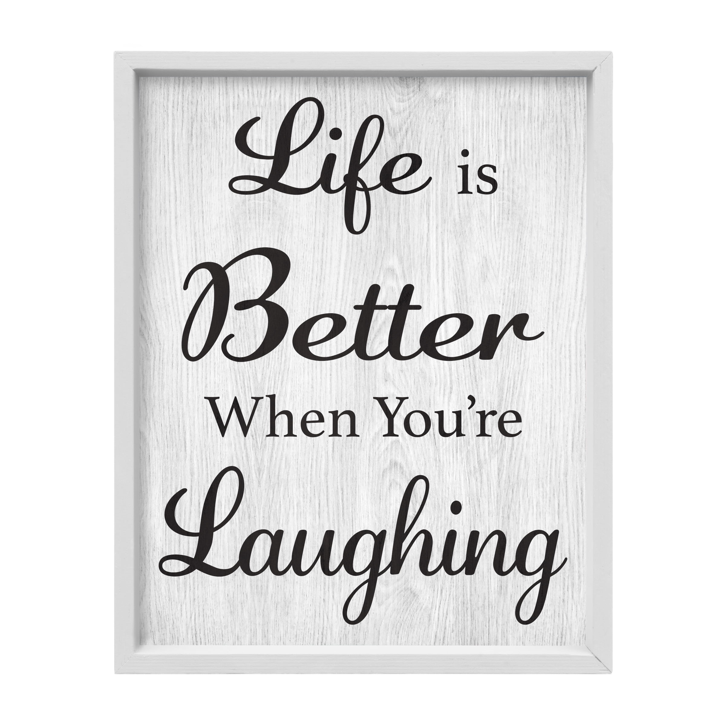 JennyGems Life is Better When You're Laughing Framed Wood Sign Large 16x20 Inch Motivational
