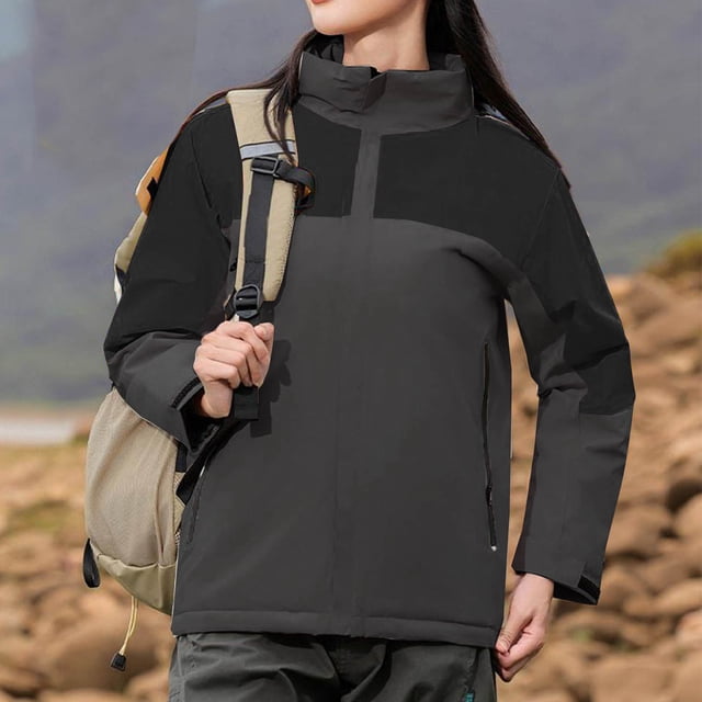 Puntoco Chaqueta Cortavientos Con Capucha Y Bolsillo Con Cremallera Y Manga Larga De Color Para Mujer