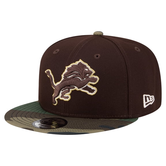 Men's New Era Dark Brown Detroit Lions Burnt Wood Camo 9FIFTY Snapback Hat