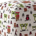 thumbnail image 3 of HomeRoots 518377 17 x 17 x 17 in. Green & White Cotton Owls Pouf Ottoman, 3 of 3