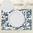 thumbnail image 3 of Ambesonne Japanese Wave Place Mats Set of 4, River Storm Retro, Standard Size, Slate Blue White, 3 of 6