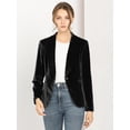 thumbnail image 2 of Abrigo De Oficina Para Mujer Chaqueta De Terciopelo Con Botones Y Cuello Chal Sólido Negro XS, 2 of 7