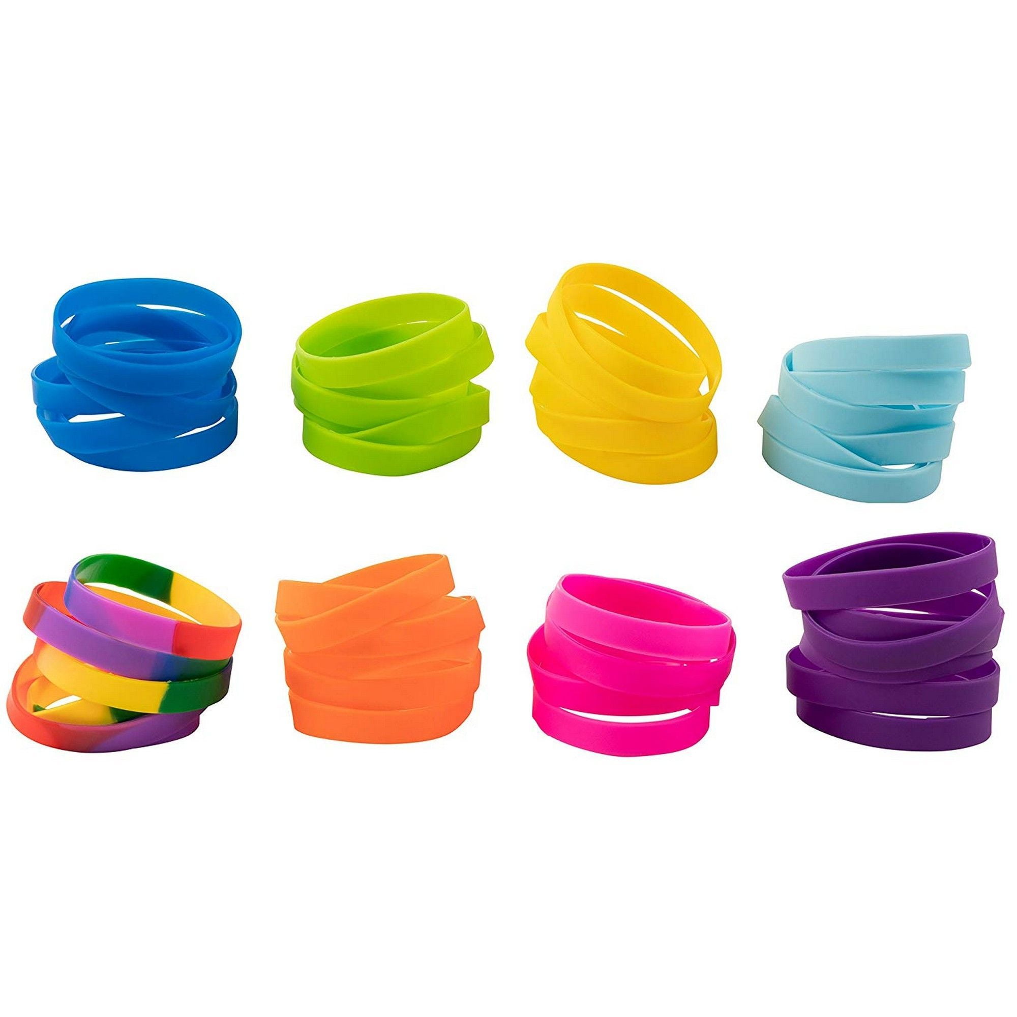 Silicone Bracelet 48Pack Blank Rubber Wristbands for Sports Teams
