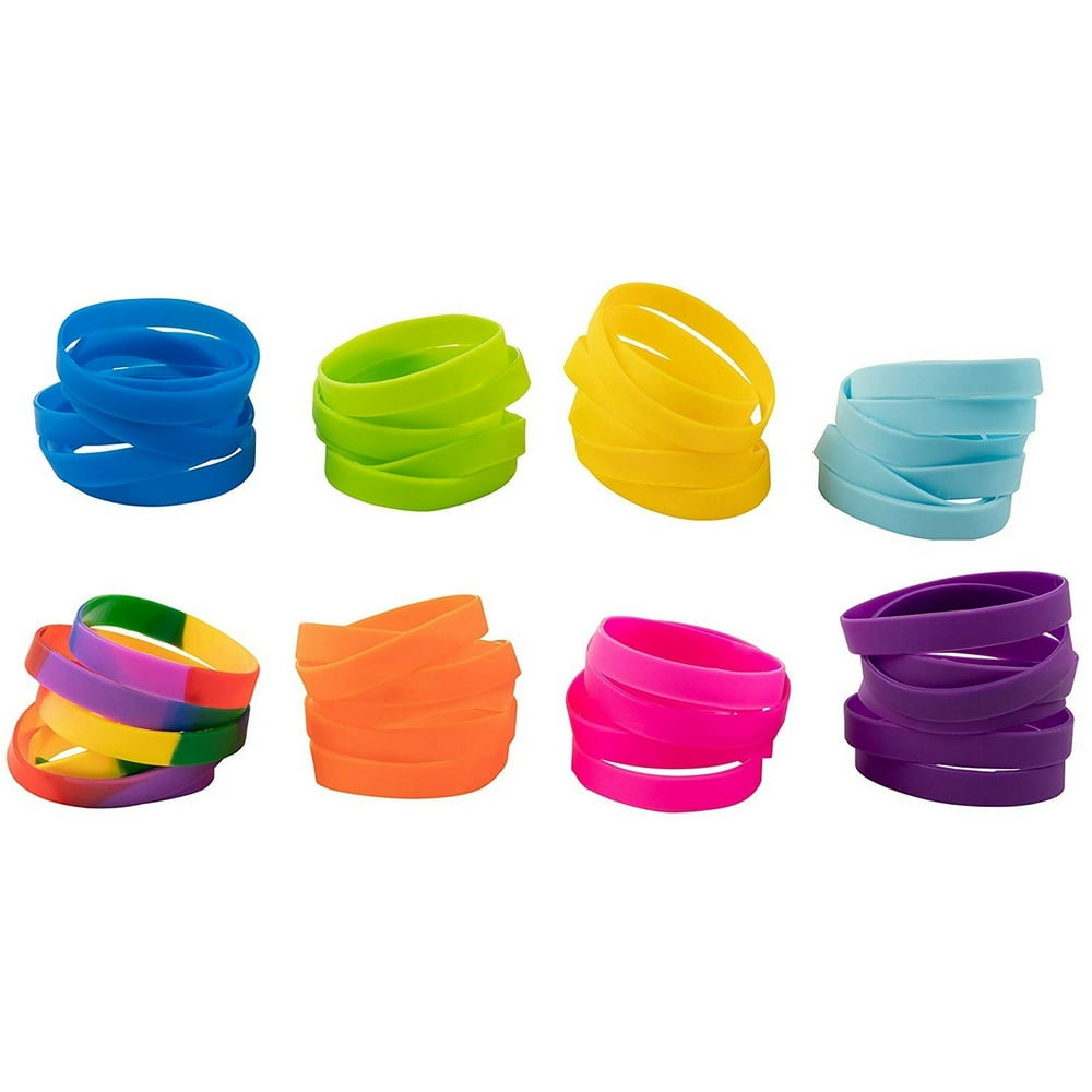 Silicone Bracelet 48 Pack Blank Rubber Wristbands For Sports Teams