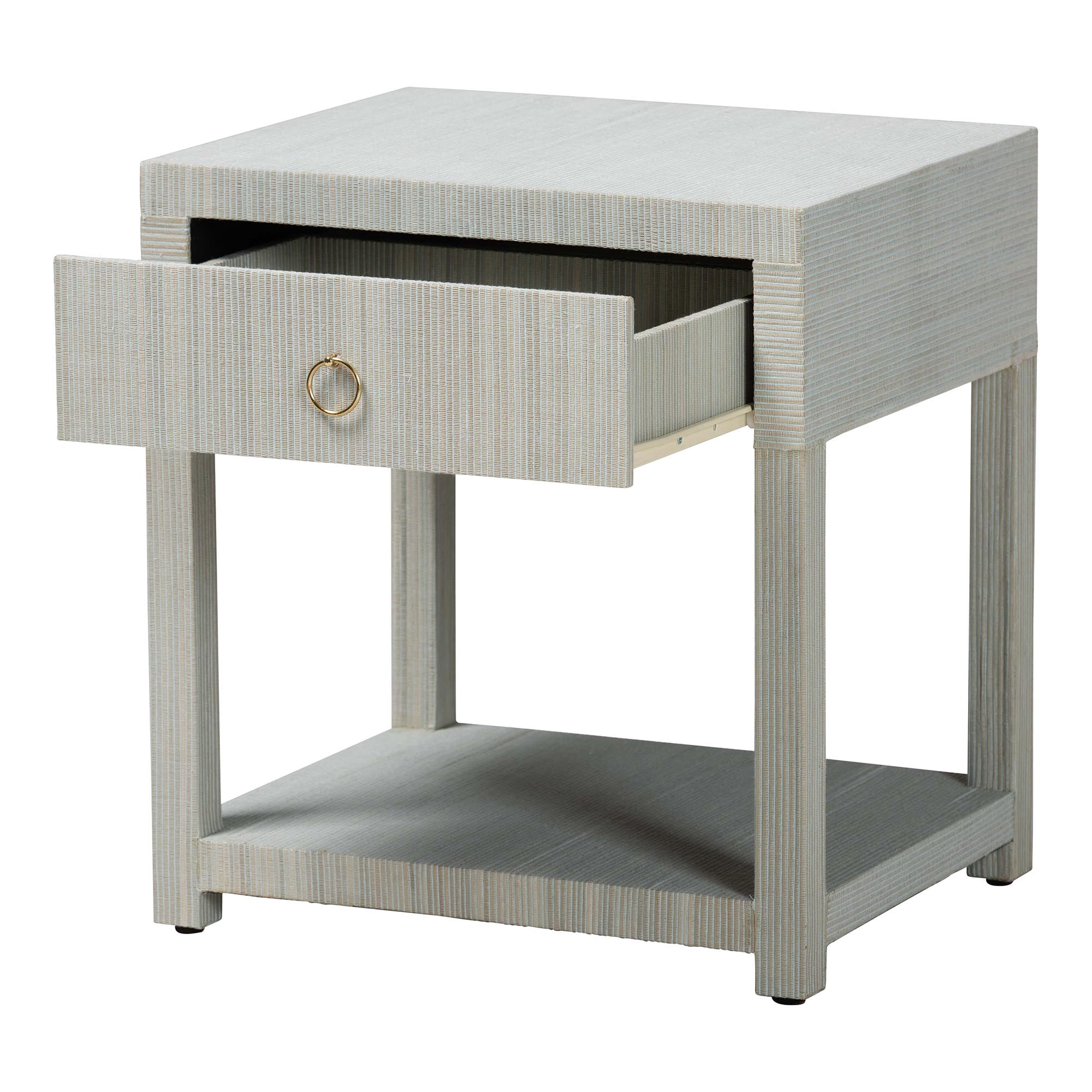 bali & pari Nata Boho Nightstand, 1-Drawer, Blue Grey