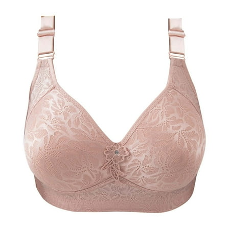 Bigersell Wireless Bras with Support and Lift Sale Balconette Bras for Women Soft Bra Style B3559 V-Neck Seamless Bras Hook and Eye Bra Closure Big Girls Size Padded Bras for Women Pink XL