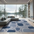 thumbnail image 2 of ODIKA 8'x10' Blue Abstract Geometric Rounded Shapes Washable Area Rug Flowing Forms Scattered Dots Rainbow Arcs for King Size Bedroom Under Bed, Master Suite, Non-Shedding, Easy Care, 2 of 7
