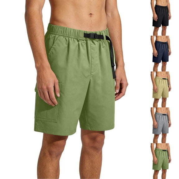 Stamzod Cargo Shorts for Men Elastic Waist Outdoor Hiking Casual Work Shorts with Pockets Black E XL