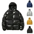 thumbnail image 5 of Ecqkame Mens Down Coats Winter Warm Thicken Outerwear Jacket Fashion Long Sleeve Zipper Hooded Padded Overcoat Blue XXL, 5 of 5