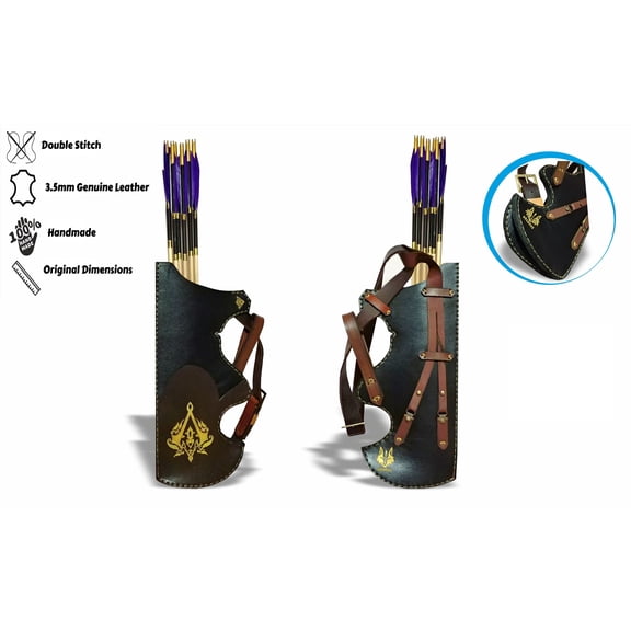 Belt Quiver Traditional Archery Hip Quiver Motifs Ottoman Horseback Archery Leather Tirkes Medieval Knight Christmas Gift