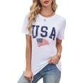 thumbnail image 1 of uSa Flag Tee Shirt Women 4th of July Gift T Shirt Casual Short Sleeve american Proud T-Shirt Tops, 1 of 8