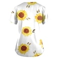thumbnail image 3 of ADSSDQ Scrub Top for Women, Plus Size V-Neck Scrubs, Relaxed Fitted Soft Women's Scrub Tops Sunflower Print Nursing Uniform w/Pockets White M, 3 of 3
