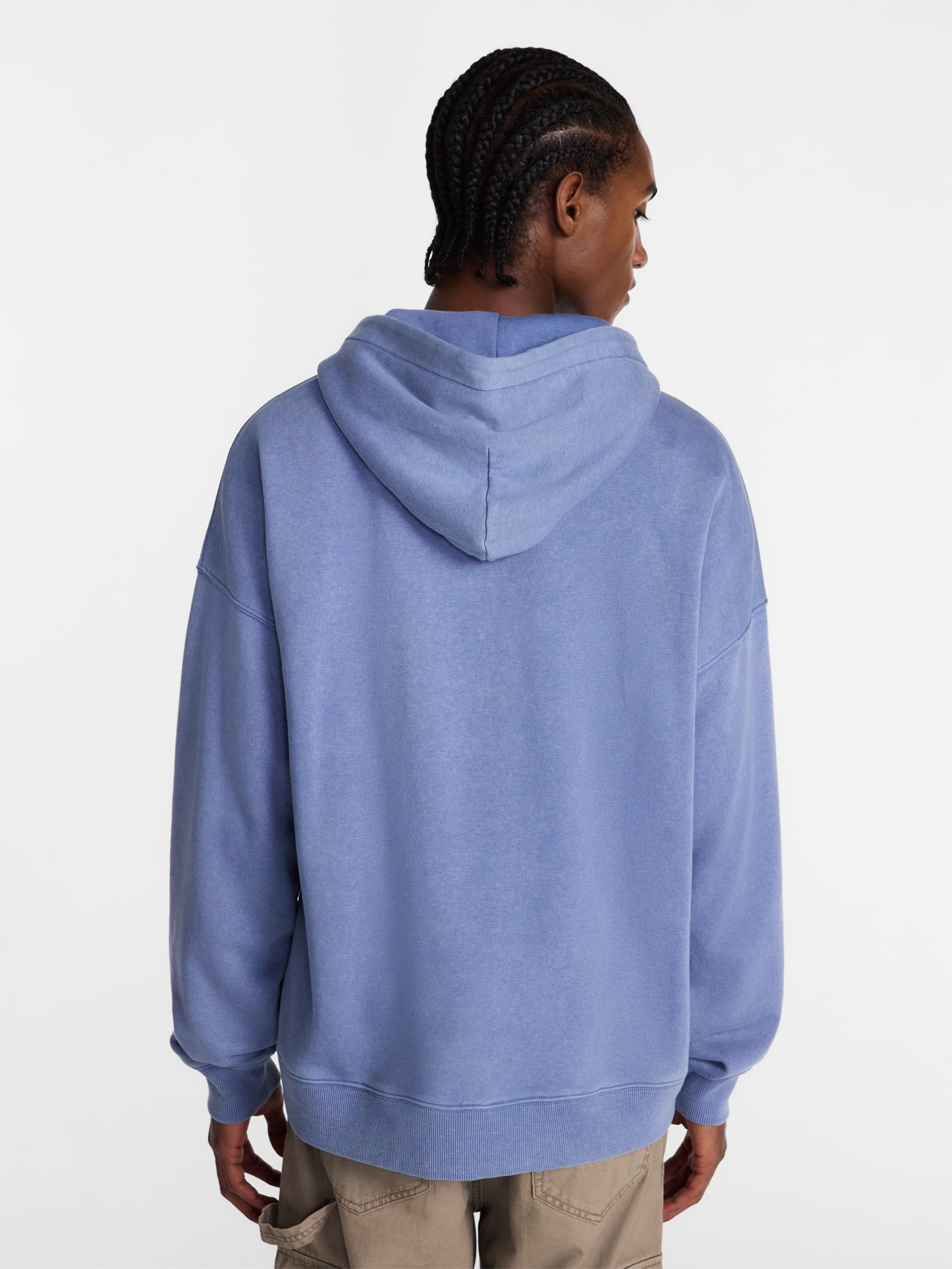 No Boundaries Boxy Fit Oversized Fleece Hoodie with Long Sleeves, Men's XS-4XLT