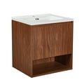 thumbnail image 4 of Wall Mount Vanity Cabinet Open Storage Brown Walnut L 24 in x H 24.8 in x D 19.7 in, 4 of 6